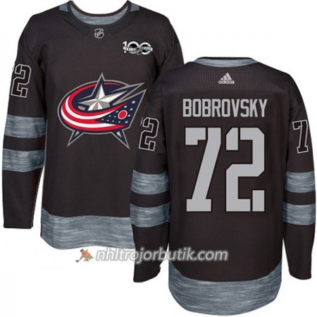 Män Ishockey Blue Jackets Tröja Sergei Bobrovsky 72 1917-2017 100th Anniversary Adidas Svart Authentic